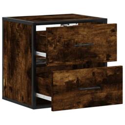 Berkfield Home Durable Wall-mounted Bedside Cabinet Smoked Oak 40x31x39.5 cm in Brown - thumbnail 8
