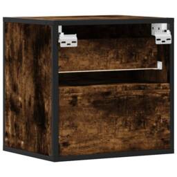 Berkfield Home Durable Wall-mounted Bedside Cabinet Smoked Oak 40x31x39.5 cm in Brown - thumbnail 7