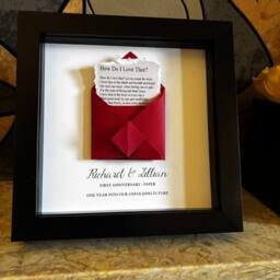 Afewhometruths Personalised 1st Anniversary Gift Romantic Origami Artwork in Black - thumbnail 1