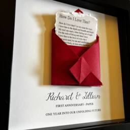 Afewhometruths Personalised 1st Anniversary Gift Romantic Origami Artwork in Black - thumbnail 3