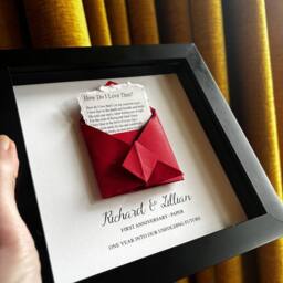 Afewhometruths Personalised 1st Anniversary Gift Romantic Origami Artwork in Black - thumbnail 2