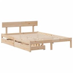 Berkfield Home Bed Frame without Mattress 140x190 cm Solid Wood Pine in Brown - thumbnail 3