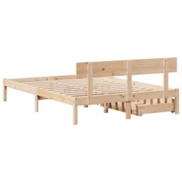 Berkfield Home Bed Frame without Mattress 140x190 cm Solid Wood Pine in Brown - thumbnail 6