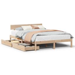 Berkfield Home Bed Frame without Mattress 140x190 cm Solid Wood Pine in Brown - thumbnail 2