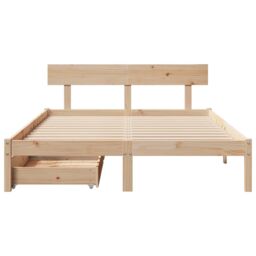 Berkfield Home Bed Frame without Mattress 140x190 cm Solid Wood Pine in Brown - thumbnail 4