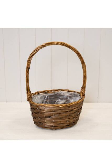 KDMD Oval Brown Willow Basket with Overhandle - image 1