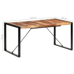 Berkfield Home Dining Table 160x80x75 cm Solid Wood with Sheesham Finish in Brown - Size: 160 x 80 x 75 cm - thumbnail 6