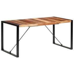 Berkfield Home Dining Table 160x80x75 cm Solid Wood with Sheesham Finish in Brown - Size: 160 x 80 x 75 cm - thumbnail 1