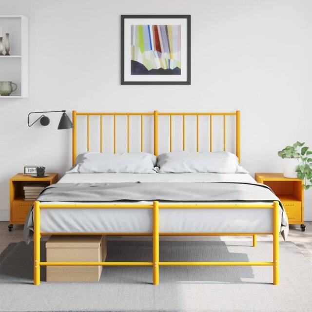 Berkfield Home Stylish Bedside Cabinets 2 pcs Mustard Yellow 36x39x43.5 cm Steel - image 1