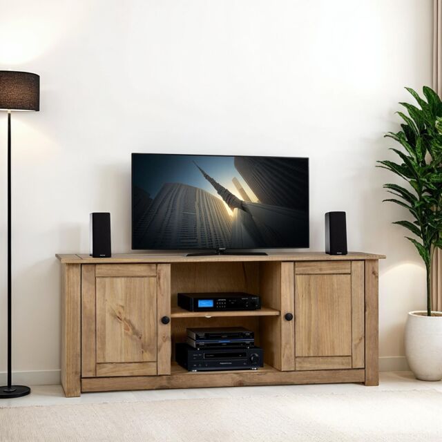 Seconique Panama 2 Door 1 Shelf Flat Screen TV Unit in Light Oak - image 1