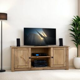 Seconique Panama 2 Door 1 Shelf Flat Screen TV Unit in Light Oak - thumbnail 1