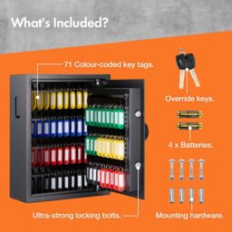 VonHaus 71 Key Wall Mounted Key Safe in Black - thumbnail 4