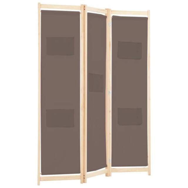 Berkfield Home Stylish 3-Panel Room Divider Brown 120x170x4 cm Fabric - Size: 120 x 170 x 4 cm - image 1