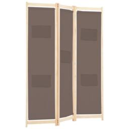 Berkfield Home Stylish 3-Panel Room Divider Brown 120x170x4 cm Fabric - Size: 120 x 170 x 4 cm