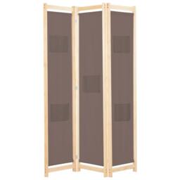 Berkfield Home Stylish 3-Panel Room Divider Brown 120x170x4 cm Fabric - Size: 120 x 170 x 4 cm - thumbnail 2