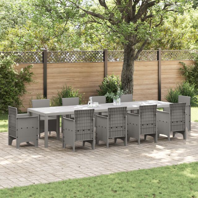 Berkfield Home Garden Table Light Grey 350x100x73 cm Poly Rattan - Size: 350 x 100 x 73 cm - image 1