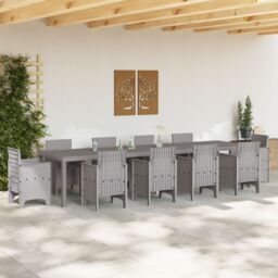 Berkfield Home Garden Table Light Grey 350x100x73 cm Poly Rattan - Size: 350 x 100 x 73 cm - thumbnail 3