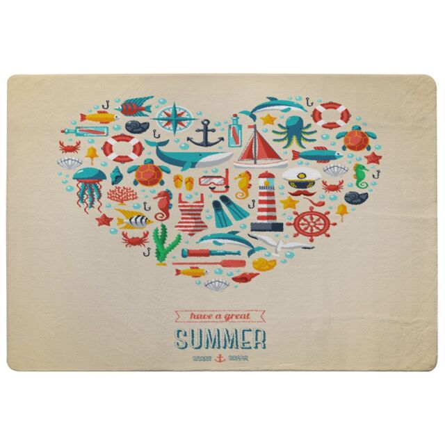Benjamin Tate Design Love Heart Of Sealife & Nautical Items Rug in Natural - Size: Large - image 1