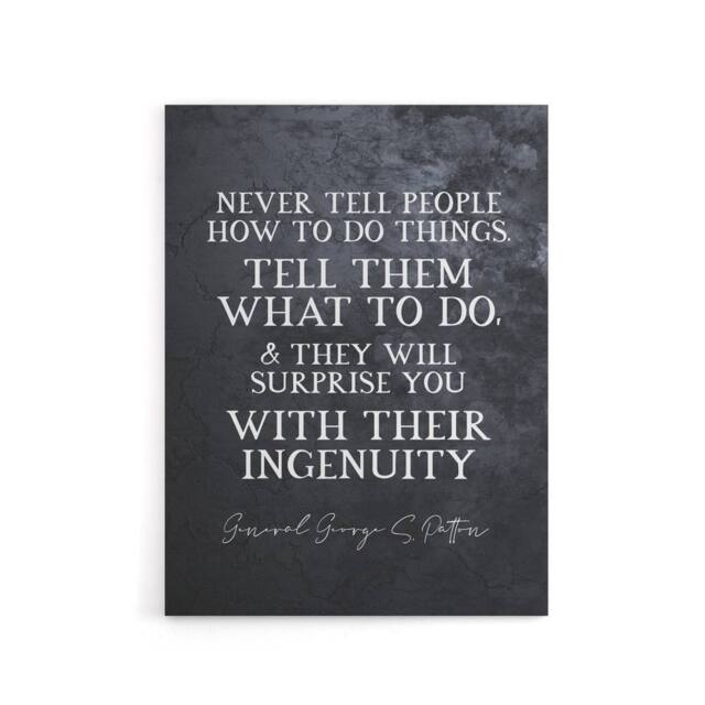 "Artery8 General Patton Quote Surprise Ingenuity Canvas Wall Art Print in Grey - Size: W18"" x H24""" - image 1
