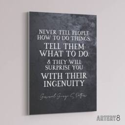 "Artery8 General Patton Quote Surprise Ingenuity Canvas Wall Art Print in Grey - Size: W18"" x H24""" - thumbnail 2