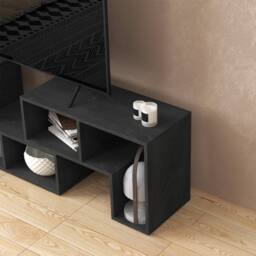Wyld Haus Tota 134 - 180cm Black Wood Effect 3 Block Modular TV Stand - thumbnail 7