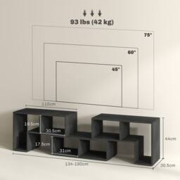 Wyld Haus Tota 134 - 180cm Black Wood Effect 3 Block Modular TV Stand - thumbnail 2
