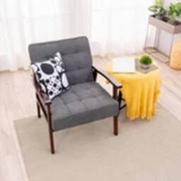 EONLION Chair Wood Frame with Cushion Balck Wide Seat Armchair in Grey - thumbnail 3