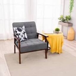 EONLION Chair Wood Frame with Cushion Balck Wide Seat Armchair in Grey