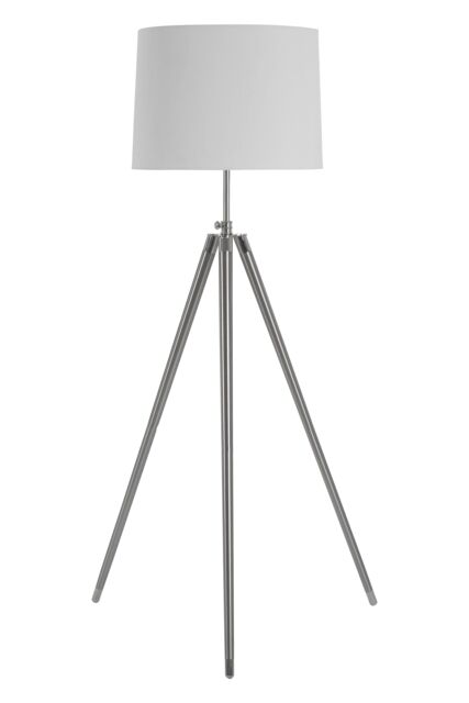 Orsina Tripod Floor Lamp With EU Plug, Adjustable Height Scandinavian Floor Light, Cream Fabric Shade - image 1