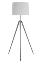 Orsina Tripod Floor Lamp With EU Plug, Adjustable Height Scandinavian Floor Light, Cream Fabric Shade