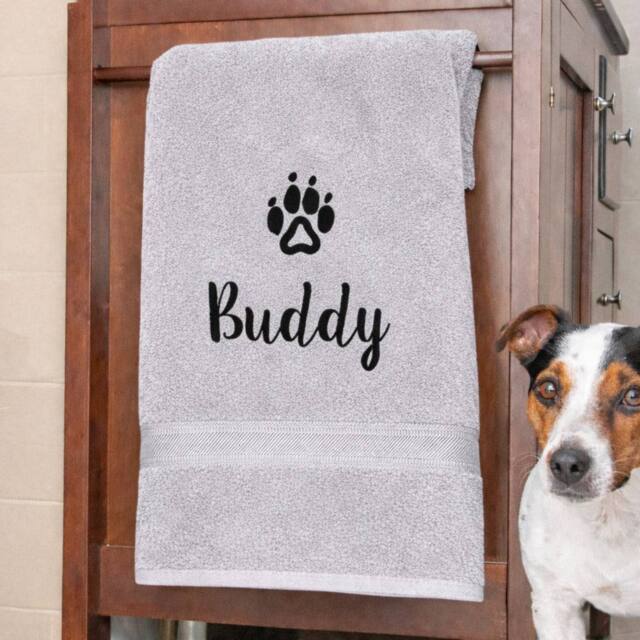 Duncan Stewart Personalised Dog Towel in Silver - image 1
