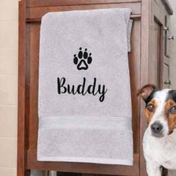 Duncan Stewart Personalised Dog Towel in Silver