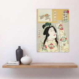 "Artery8 Shizuka Gozen Theatre Portrait Wall Art Print Toyohara Kunichika in Orange - Size: W24"" x H32""" - thumbnail 4