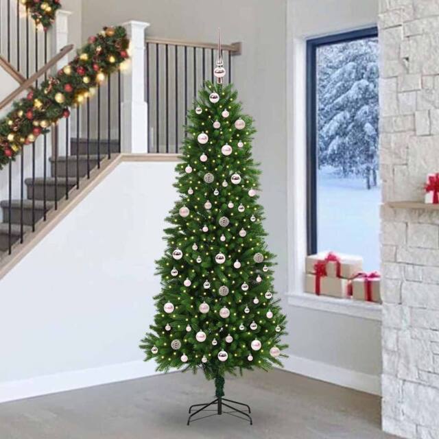 Berkfield Home Christmas Tree with 300 LEDs with Stand Green 240 cm PE - image 1