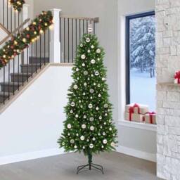 Berkfield Home Christmas Tree with 300 LEDs with Stand Green 240 cm PE - thumbnail 1