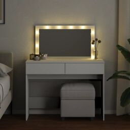 Berkfield Home Dressing Table with LED White 100x40x120 cm - Size: 100 x 40 x 120 cm - thumbnail 3
