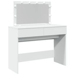 Berkfield Home Dressing Table with LED White 100x40x120 cm - Size: 100 x 40 x 120 cm - thumbnail 2