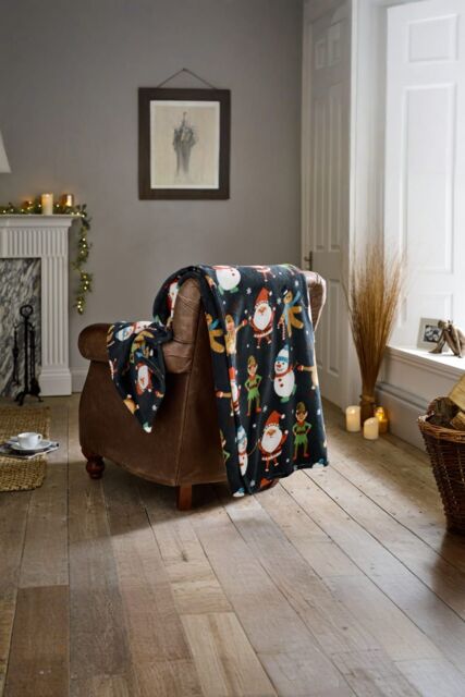 Deyongs Christmas Dancers Festive Throw - Supersoft 140x180cm Blanket - 1846 in Navy - Size: 140 cm x 180 cm - image 1