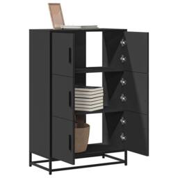 Berkfield Home Highboard Black 68x35x106.5 cm Engineered Wood & Metal - thumbnail 2