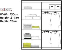 Sliding Wardrobes 4U Modern Double Door Sliding Wardrobe W150cm x H217cm x D62cm in Black - thumbnail 2