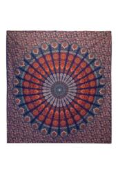 KDMD Double Cotton Bedspread & Wall Hanging - Peacock Mandala, Blue