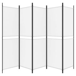 Berkfield Home 5-Panel Room Divider White 250x180 cm Fabric - thumbnail 4
