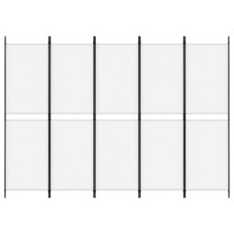 Berkfield Home 5-Panel Room Divider White 250x180 cm Fabric - thumbnail 3