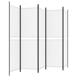 Berkfield Home 5-Panel Room Divider White 250x180 cm Fabric - thumbnail 5