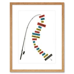 "Artery8 Wall Art Print Men Fishing Typography Framed in Beige - Size: W7"" x H9""" - thumbnail 1