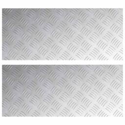 Berkfield Home Aluminium Checker Plates 2 pcs Anti-Slip 70x30 cm in Silver - Size: Medium - thumbnail 1
