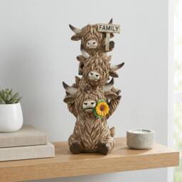 Garden Greatness Trio Stacked Highland Cow Family Ornament - Size: 1 Pack - thumbnail 1