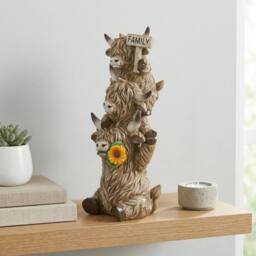 Garden Greatness Trio Stacked Highland Cow Family Ornament - Size: 1 Pack - thumbnail 2