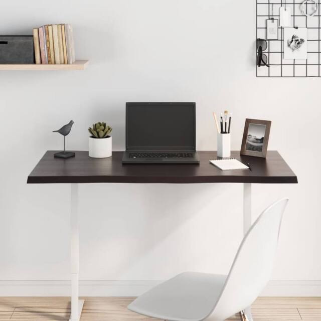 Berkfield Home Table Top Dark Grey 100x50x2 cm Treated Solid Wood Oak Live Edge - Size: 100 x 50 x 2 cm - image 1