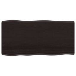 Berkfield Home Table Top Dark Grey 100x50x2 cm Treated Solid Wood Oak Live Edge - Size: 100 x 50 x 2 cm - thumbnail 2